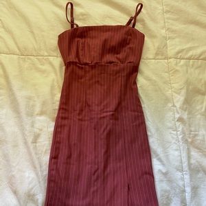 Maroon and white striped dress